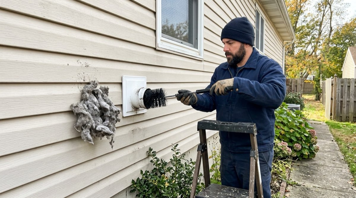 Clearing built-up lint from a clogged dryer vent