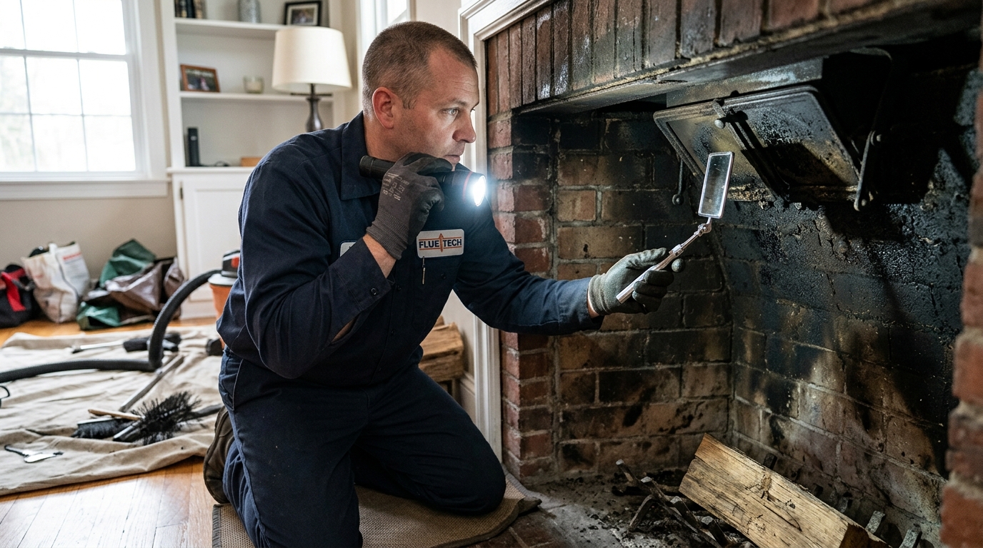 Chimney technician at work